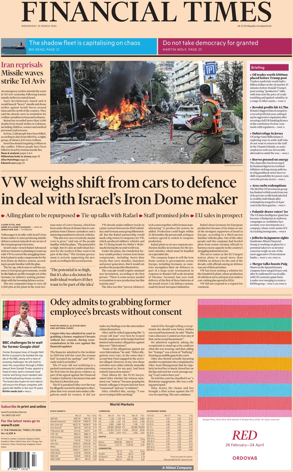 Front Page Financial Times 25/03/2026
