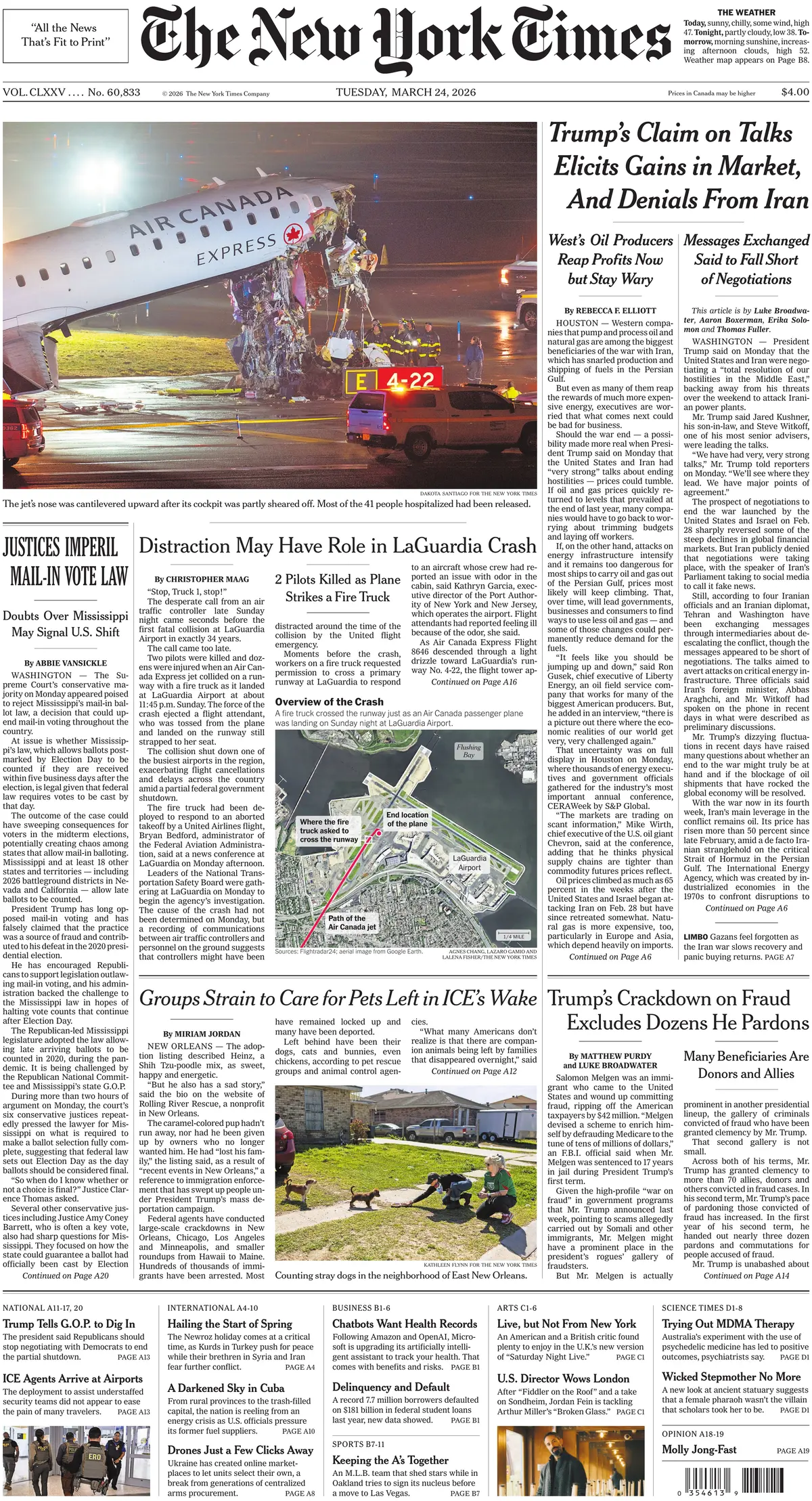 Cover The New York Times 24/03/2026