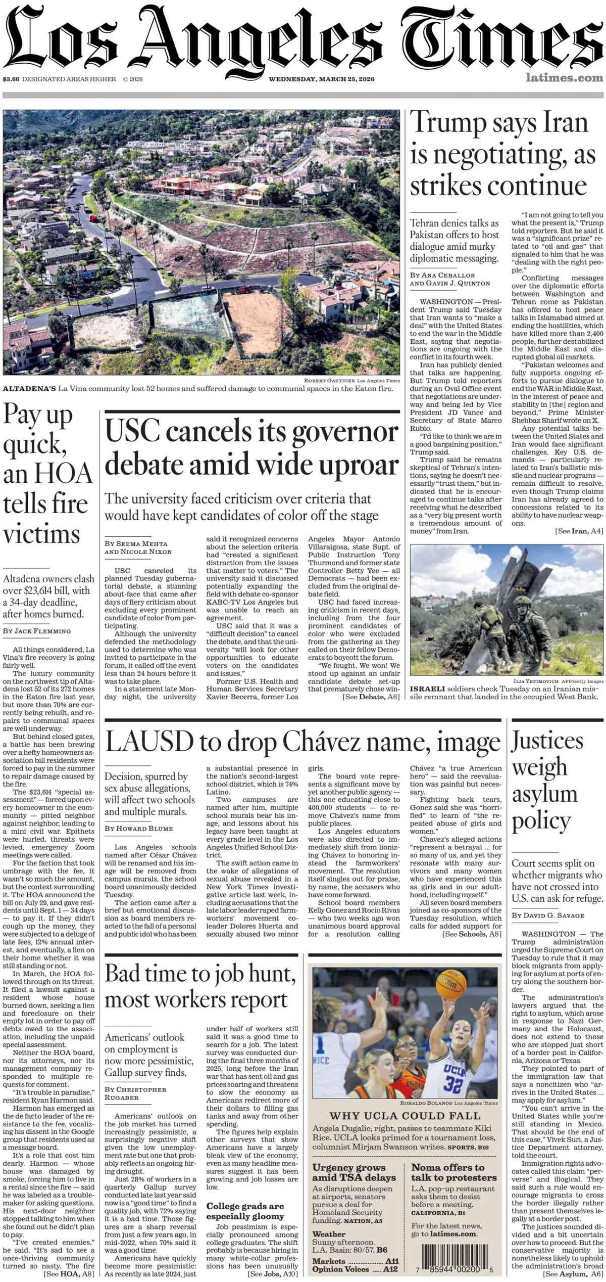 Cover Los Angeles Times 25/03/2026