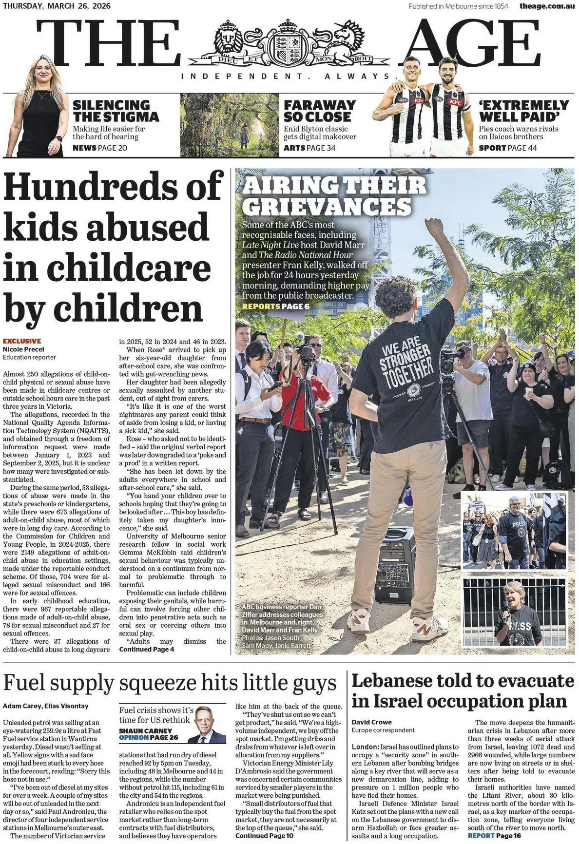 Front Page The Age 26/03/2026