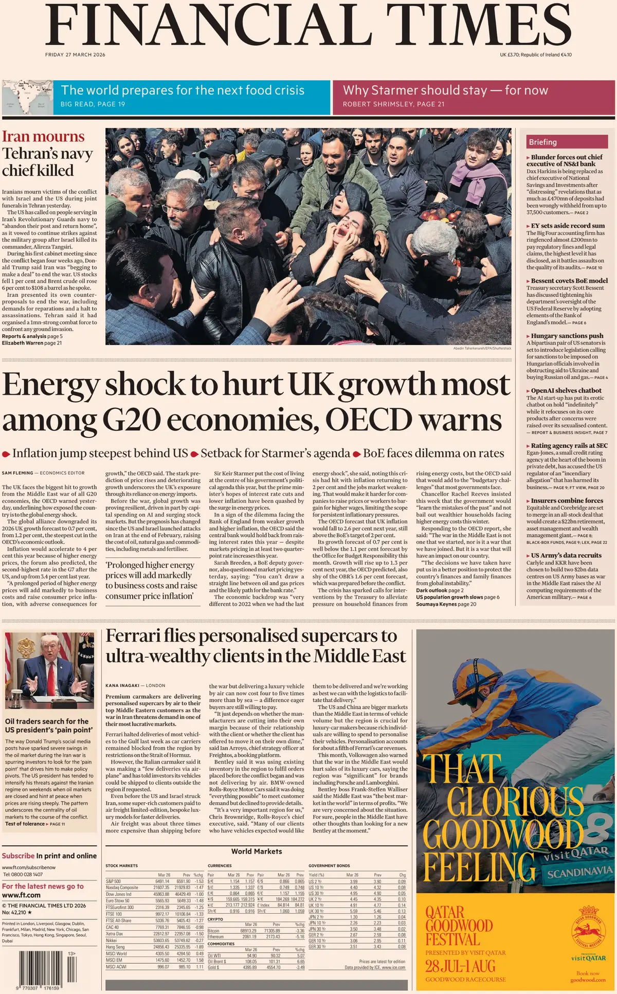 Front Page Financial Times 27/03/2026