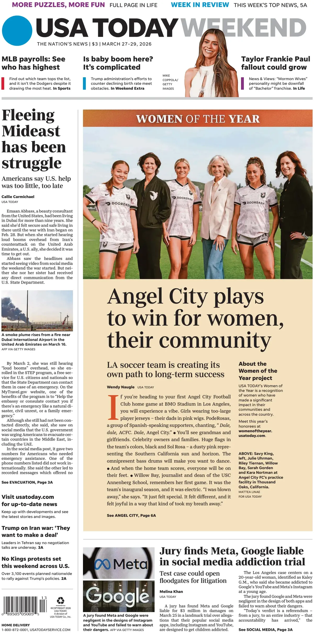 Cover USA Today 29/03/2026