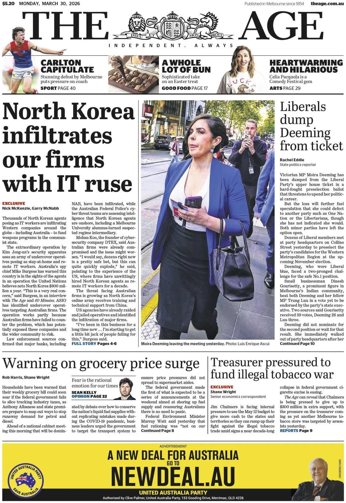 Front Page The Age 30/03/2026