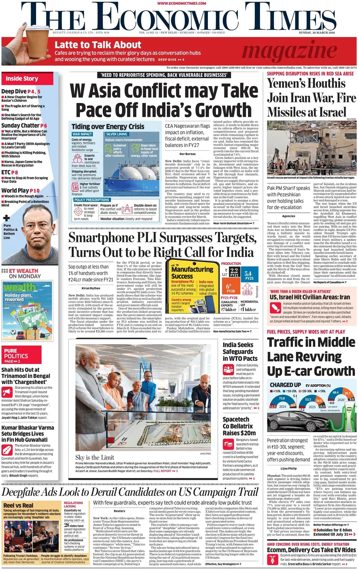 Front Page The Economic Times 29/03/2026