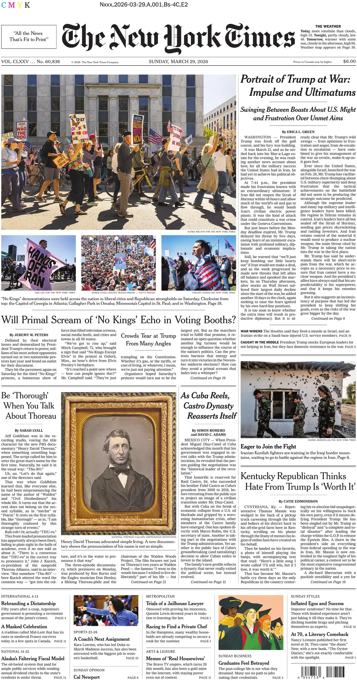 Cover The New York Times 29/03/2026