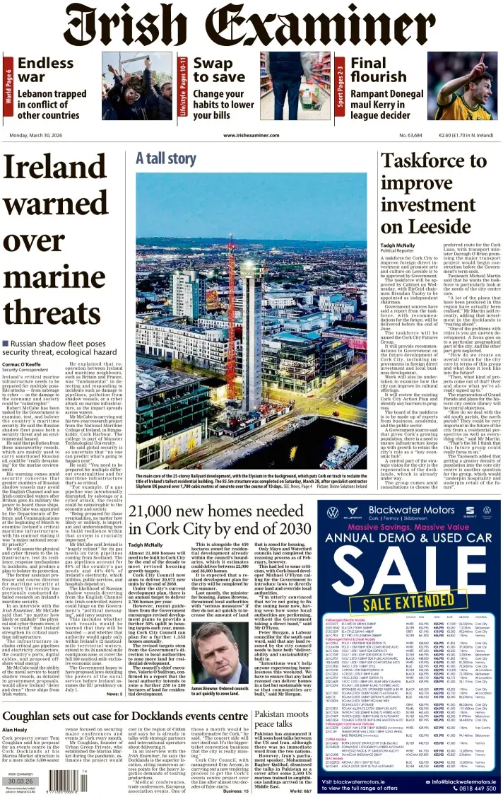 Front Page Irish Examiner 30/03/2026