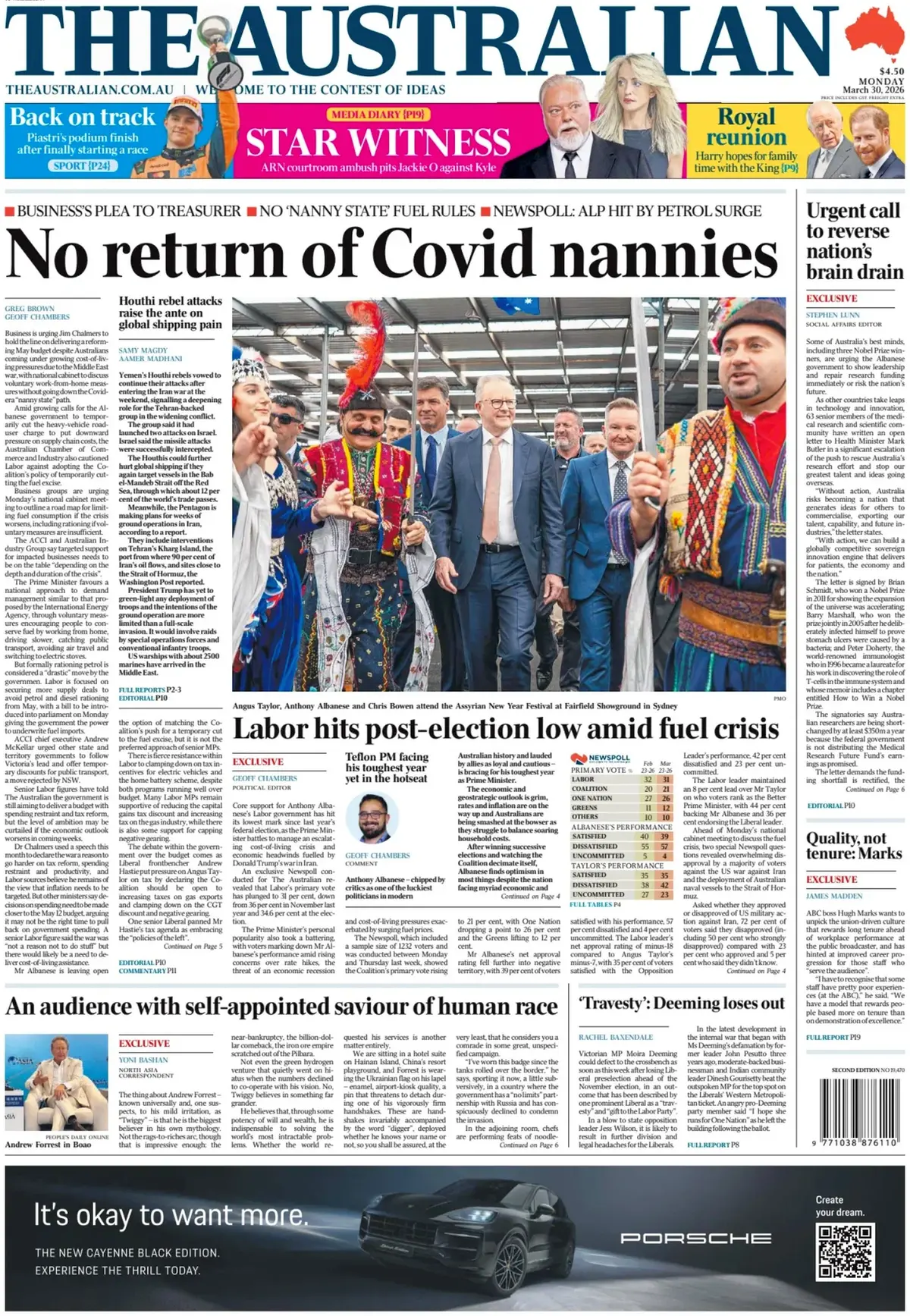 Front Page The Australian 30/03/2026