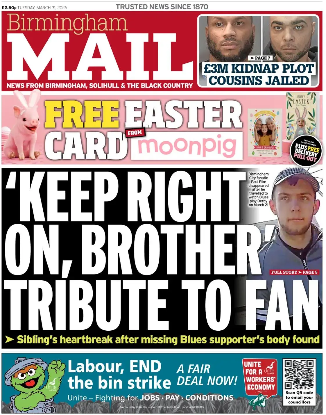 Front Page Birmingham Mail 31/03/2026