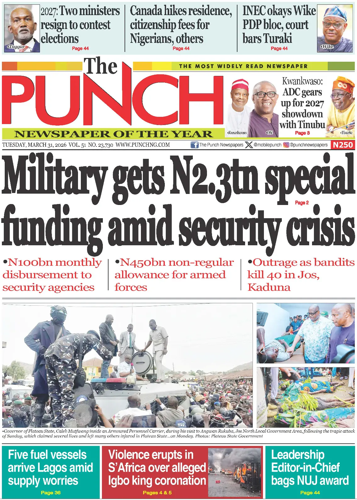 Front Page The Punch 31/03/2026
