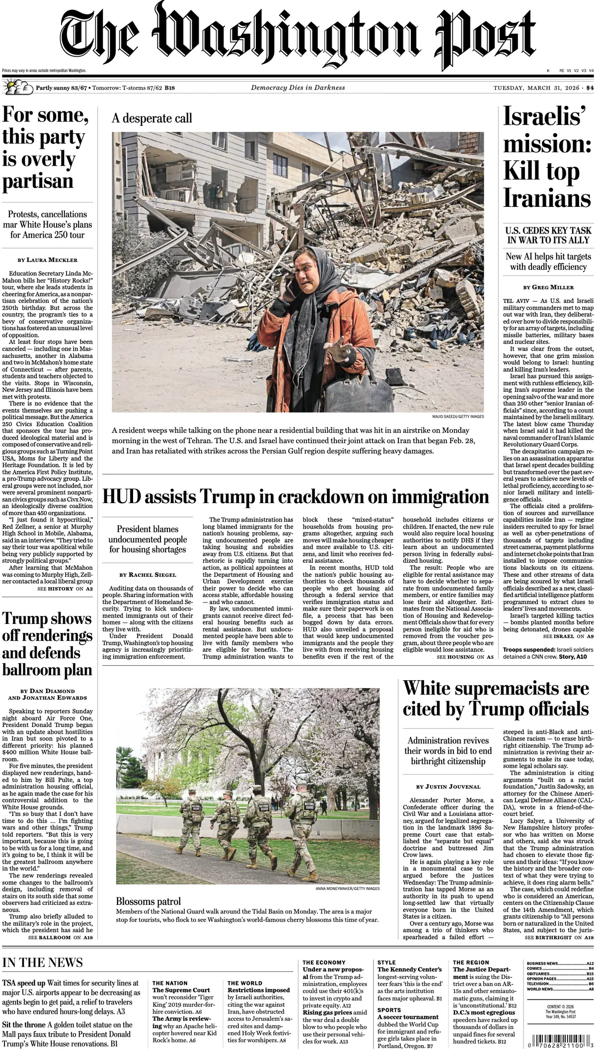 Cover The Washington Post 31/03/2026
