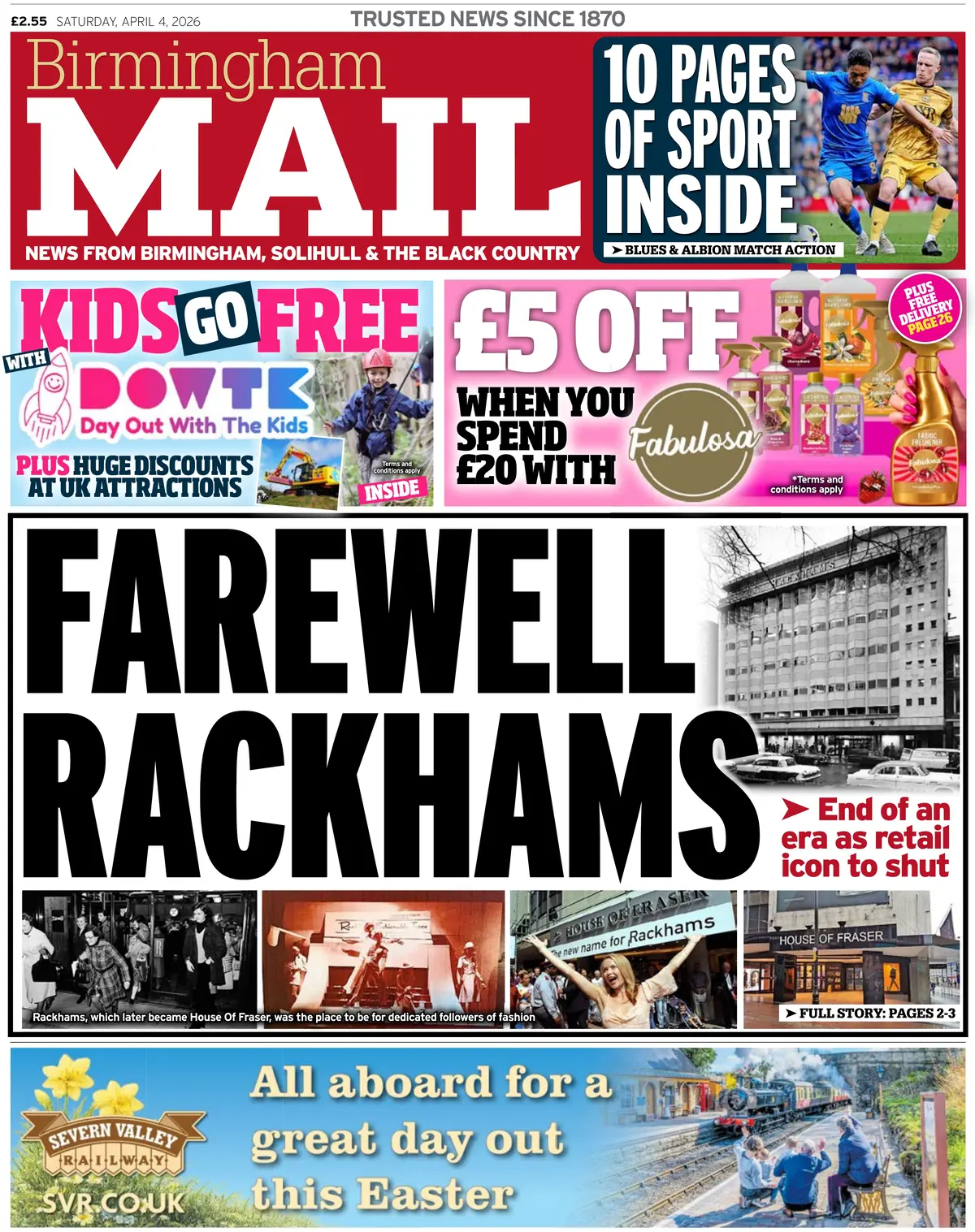 Front Page Birmingham Mail 04/04/2026