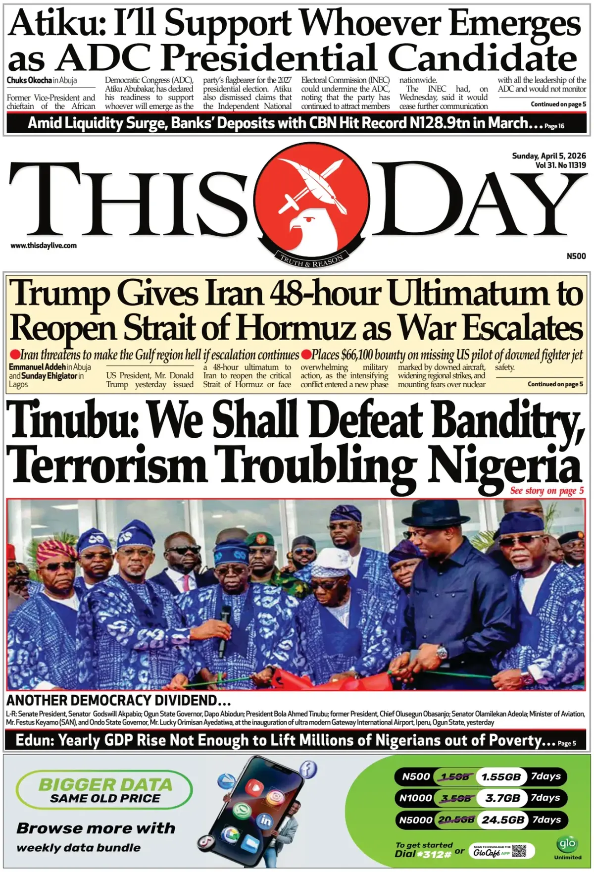 Front Page ThisDay 05/04/2026