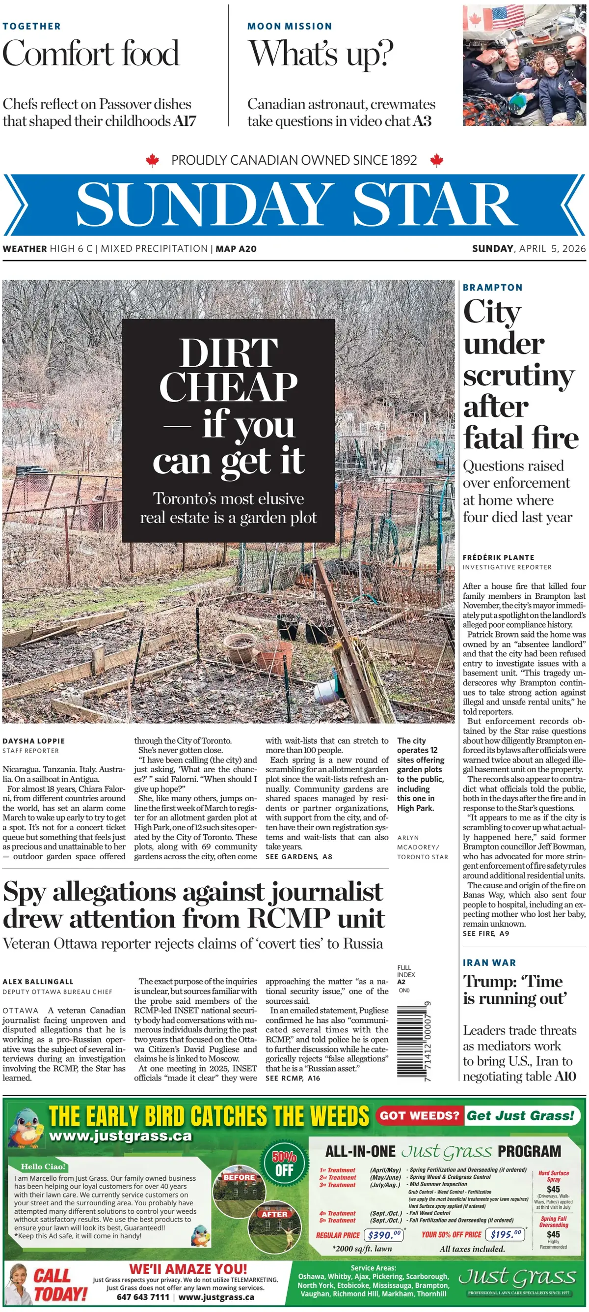 Front Page Toronto Star 05/04/2026