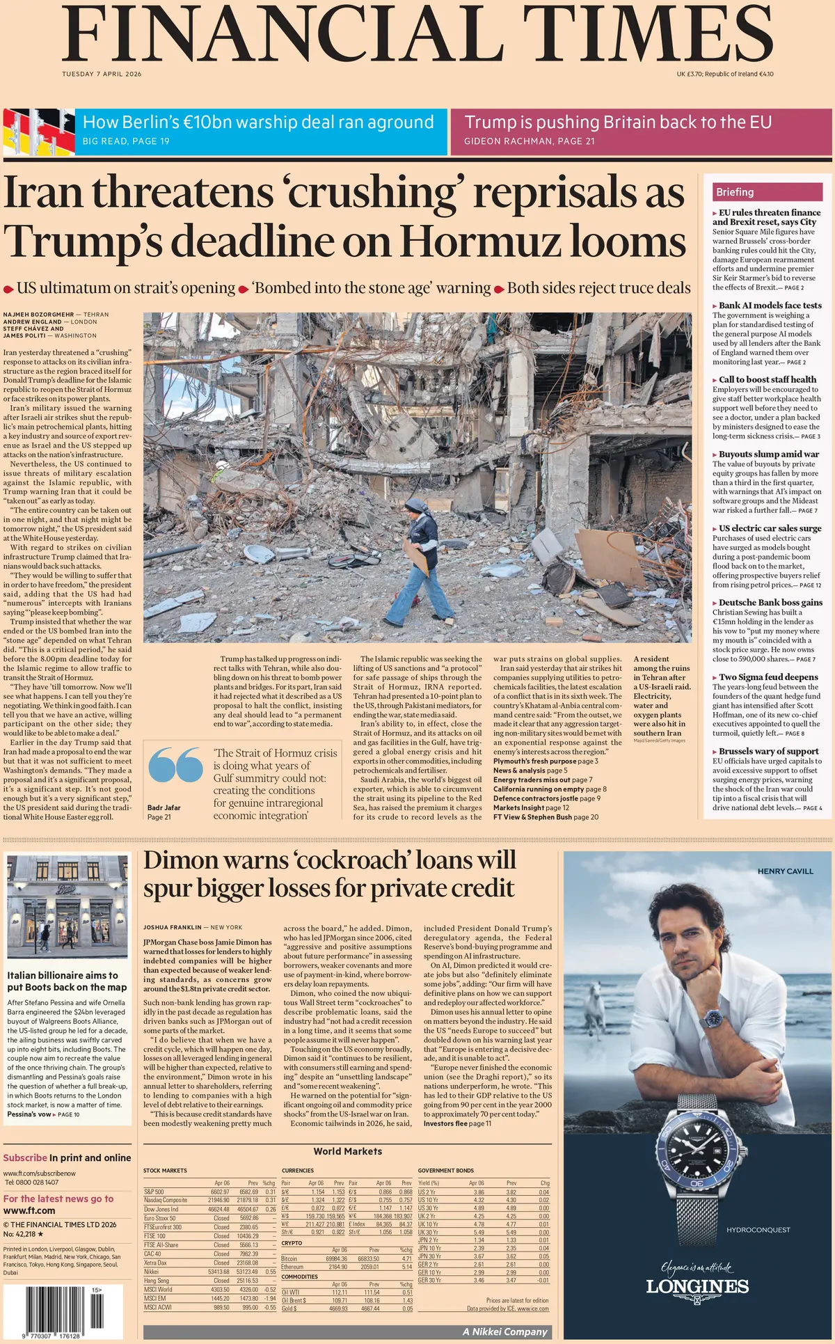 Front Page Financial Times 07/04/2026