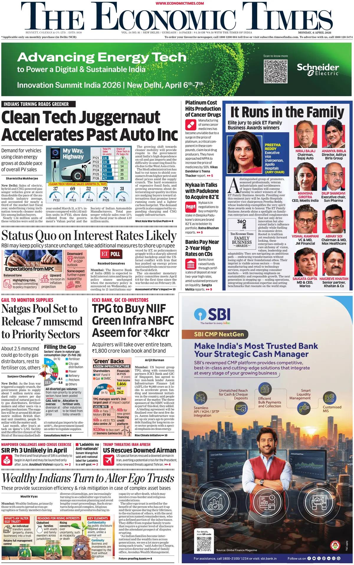Front Page The Economic Times 06/04/2026