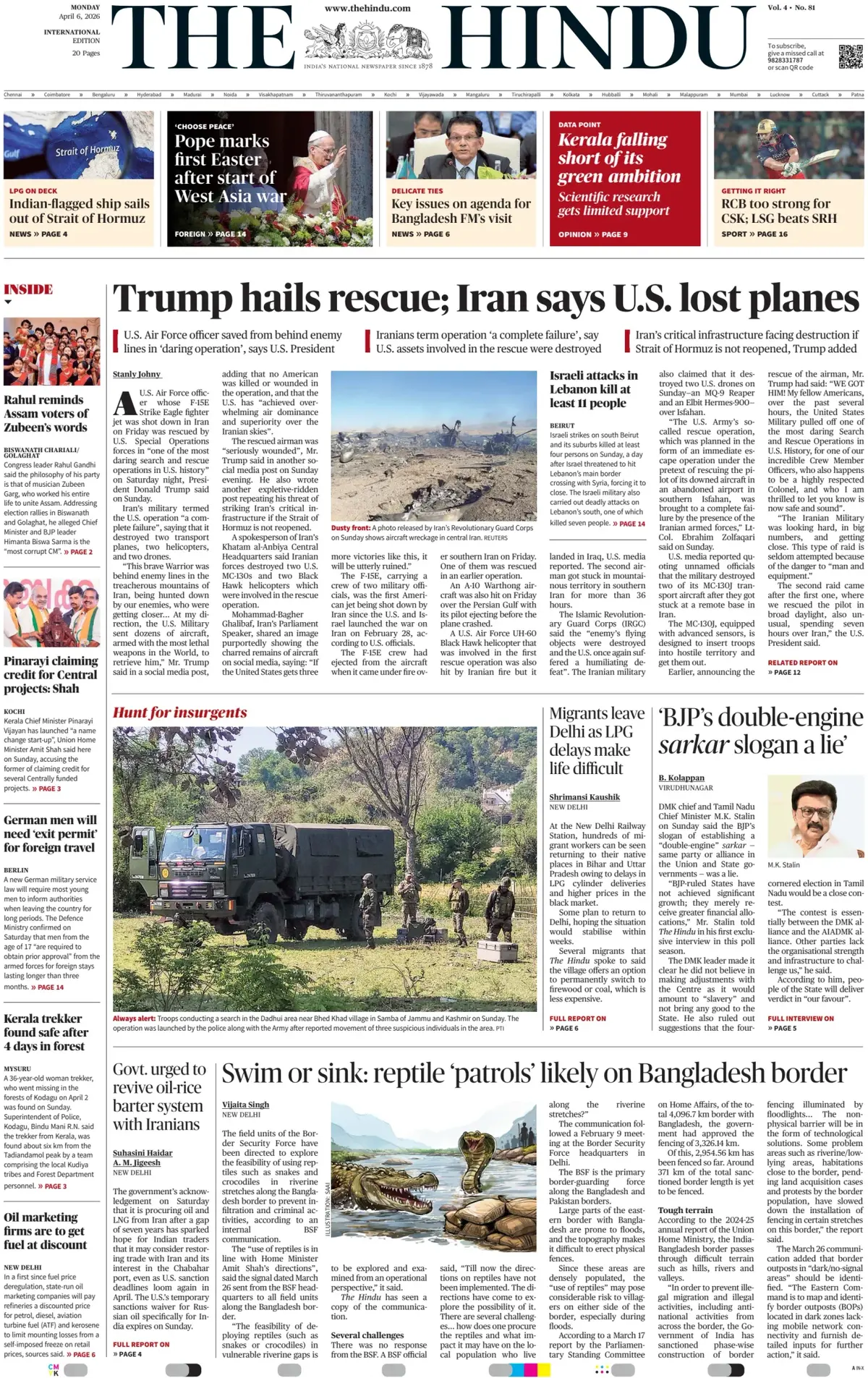 Front Page The Hindu 06/04/2026