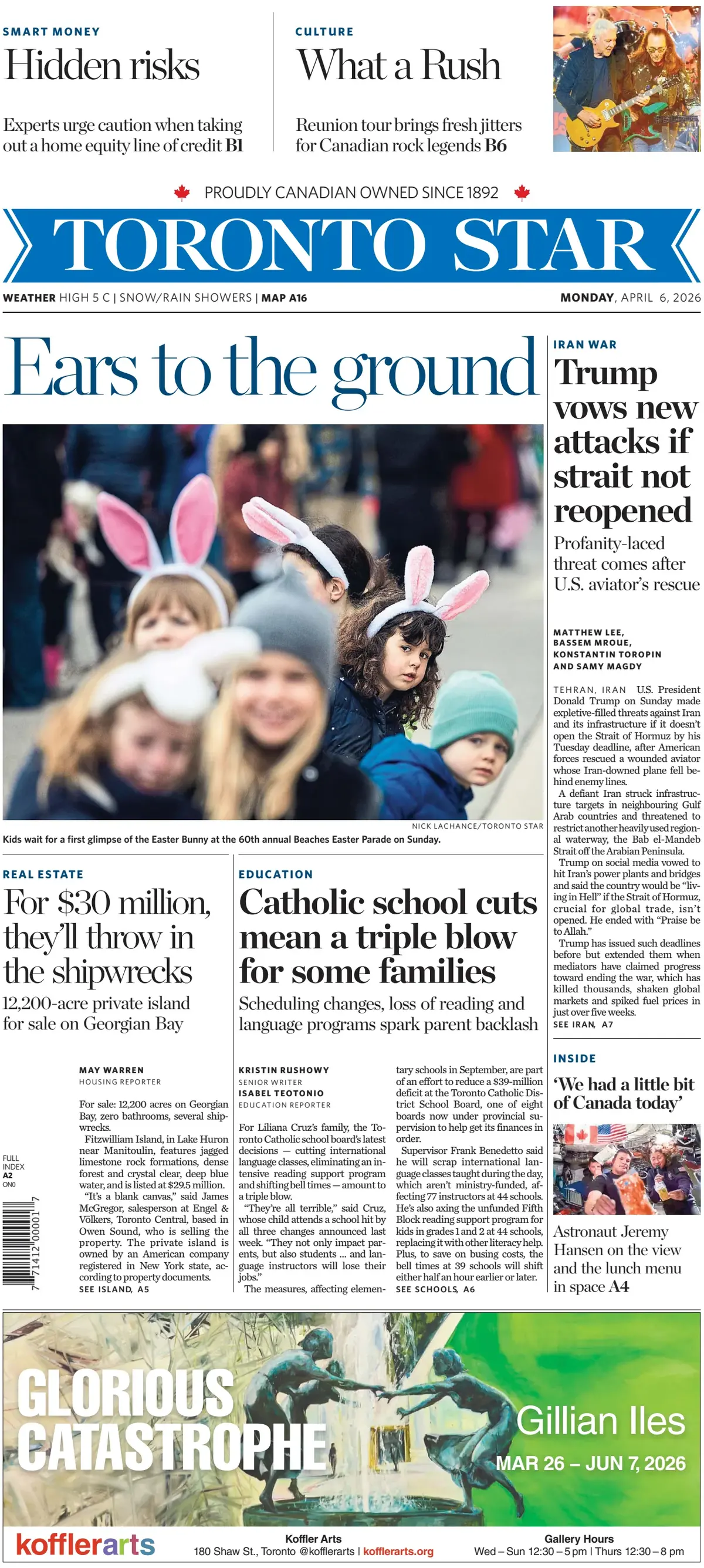 Front Page Toronto Star 06/04/2026