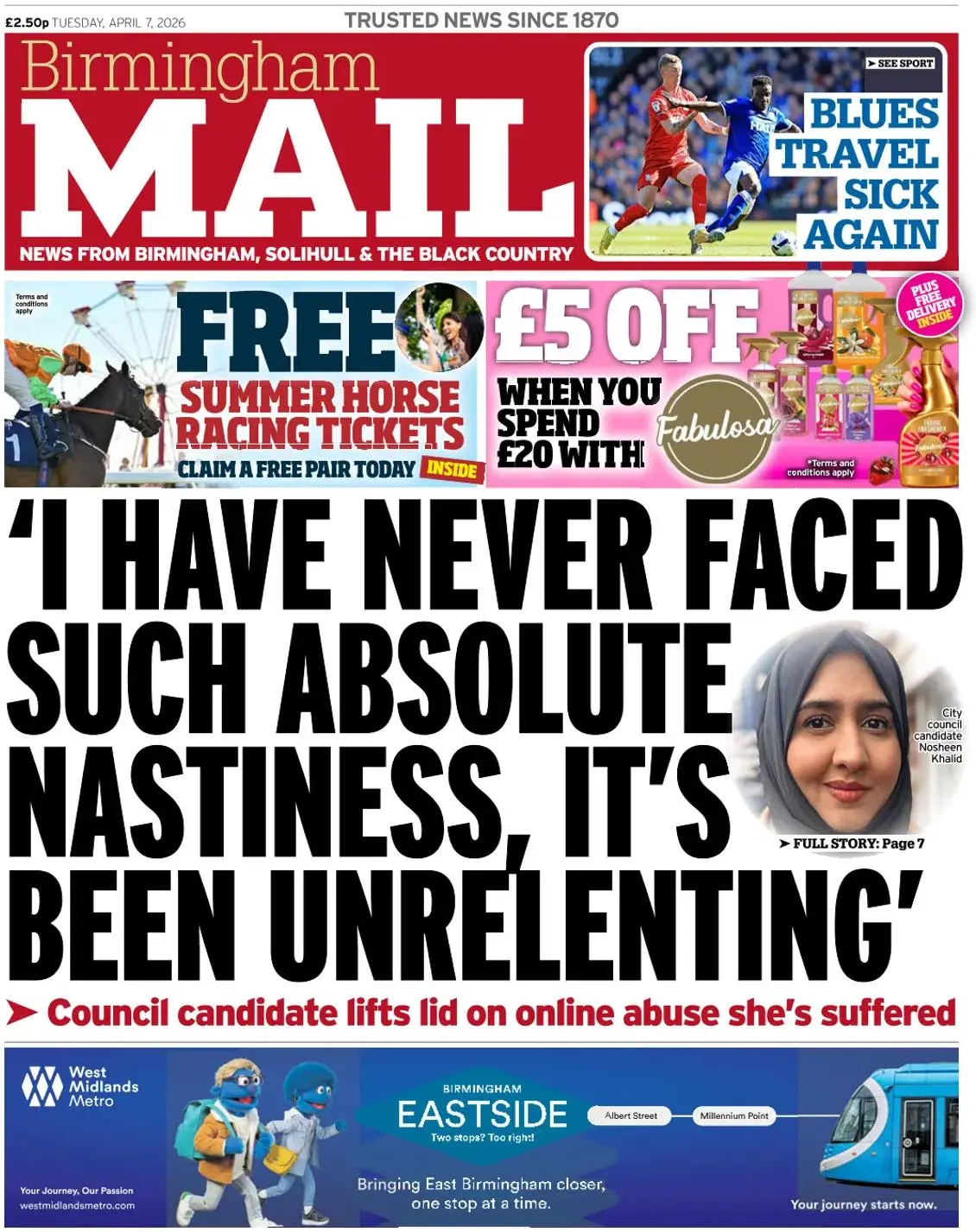 Front Page Birmingham Mail 07/04/2026
