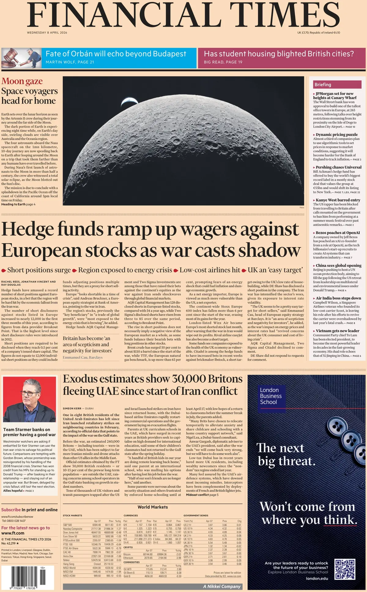 Front Page Financial Times 08/04/2026