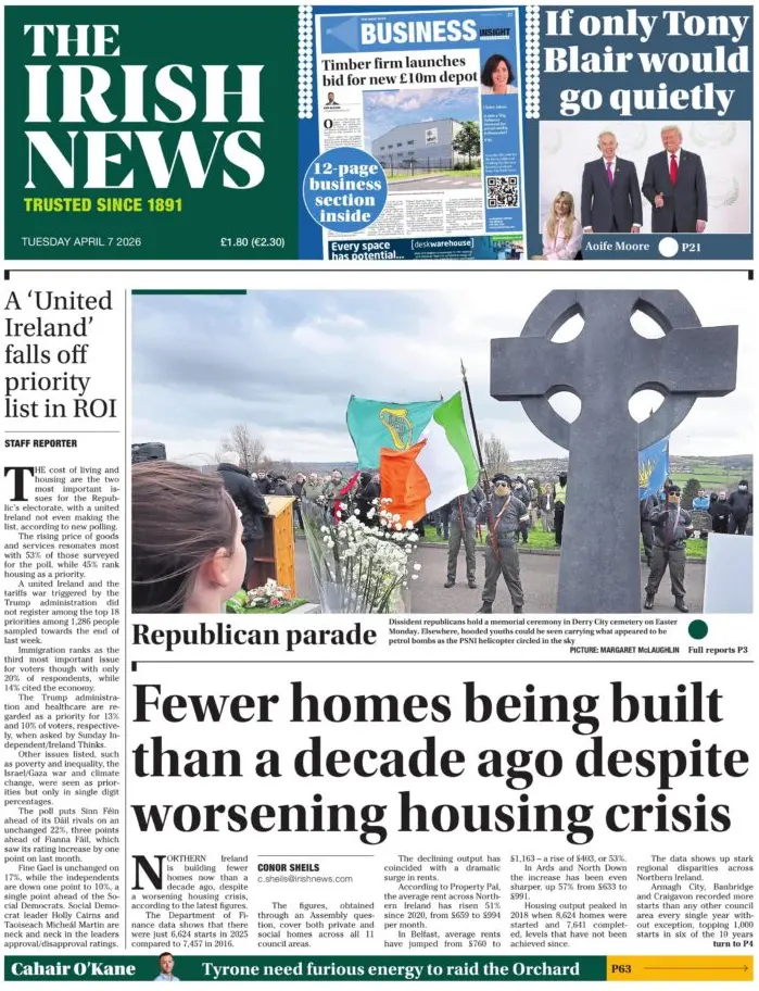 Front Page The Irish News 07/04/2026