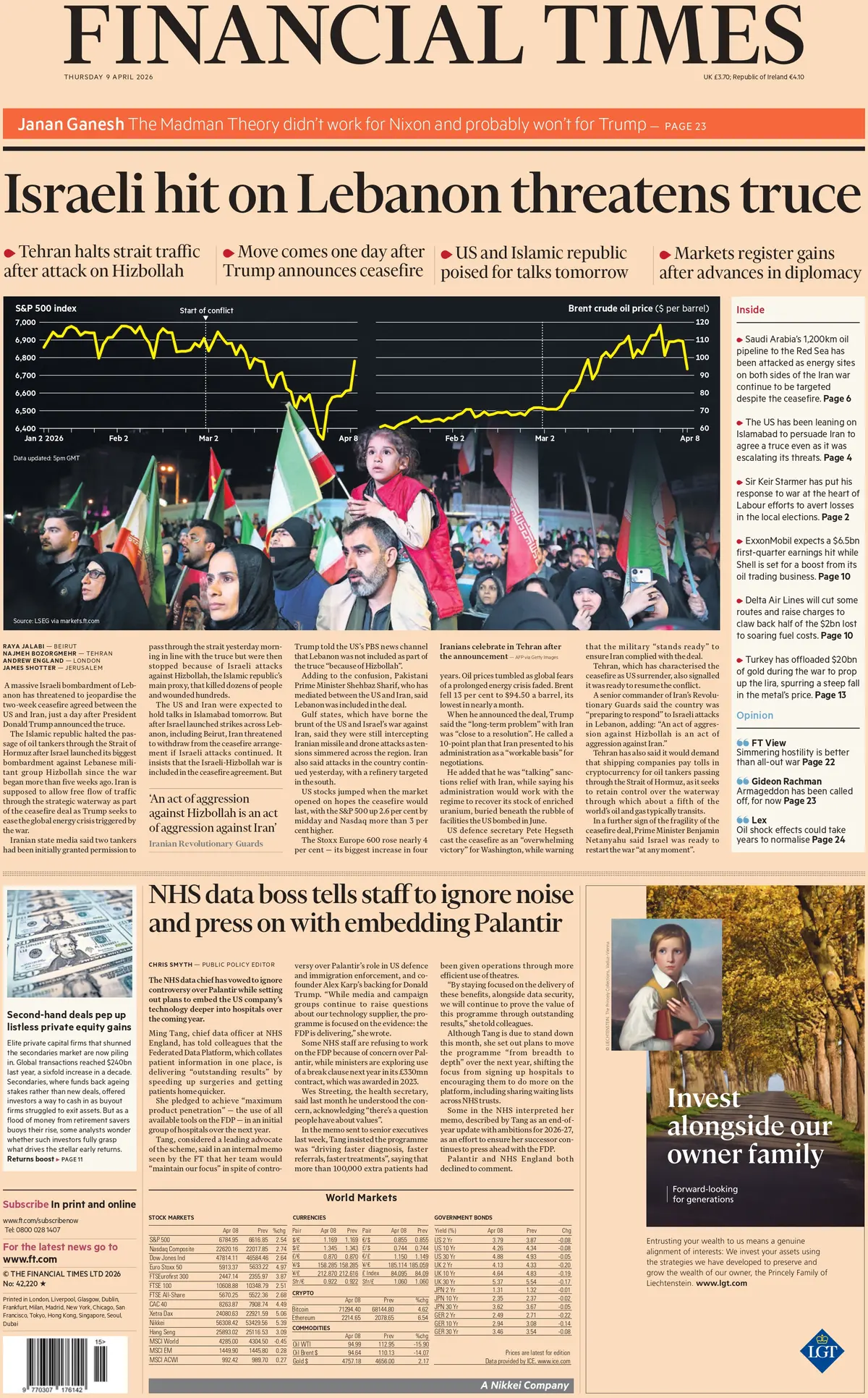 Front Page Financial Times 09/04/2026