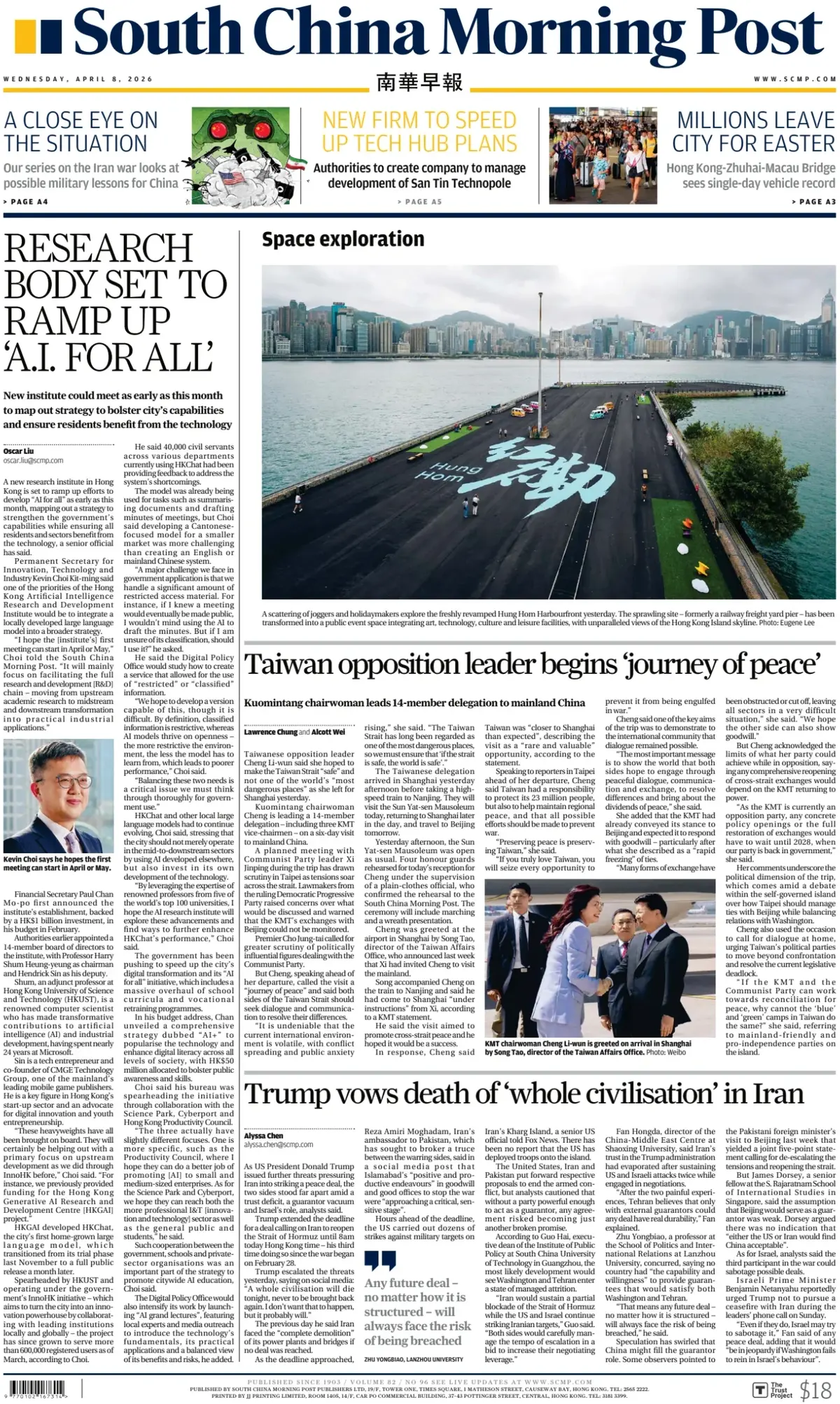 Front Page South China Morning Post 08/04/2026