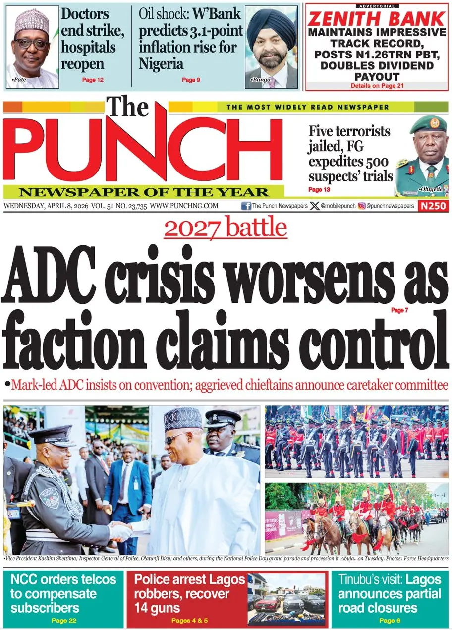 Front Page The Punch 08/04/2026