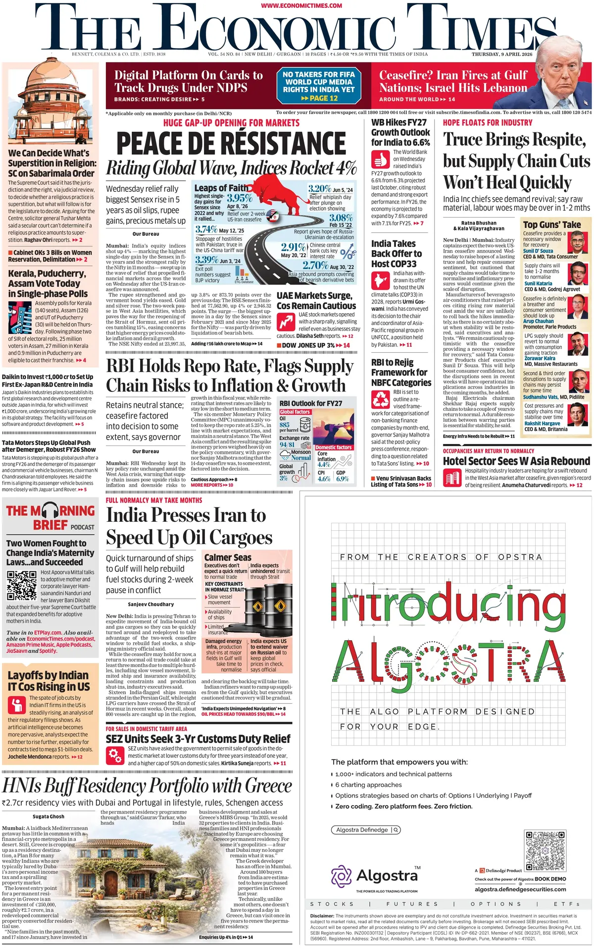 Front Page The Economic Times 09/04/2026