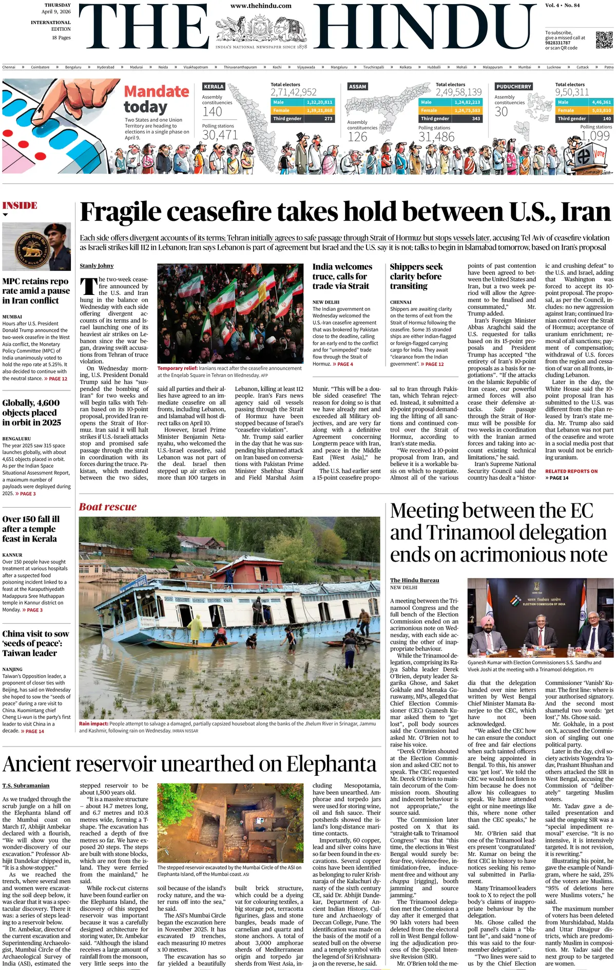 Front Page The Hindu 09/04/2026
