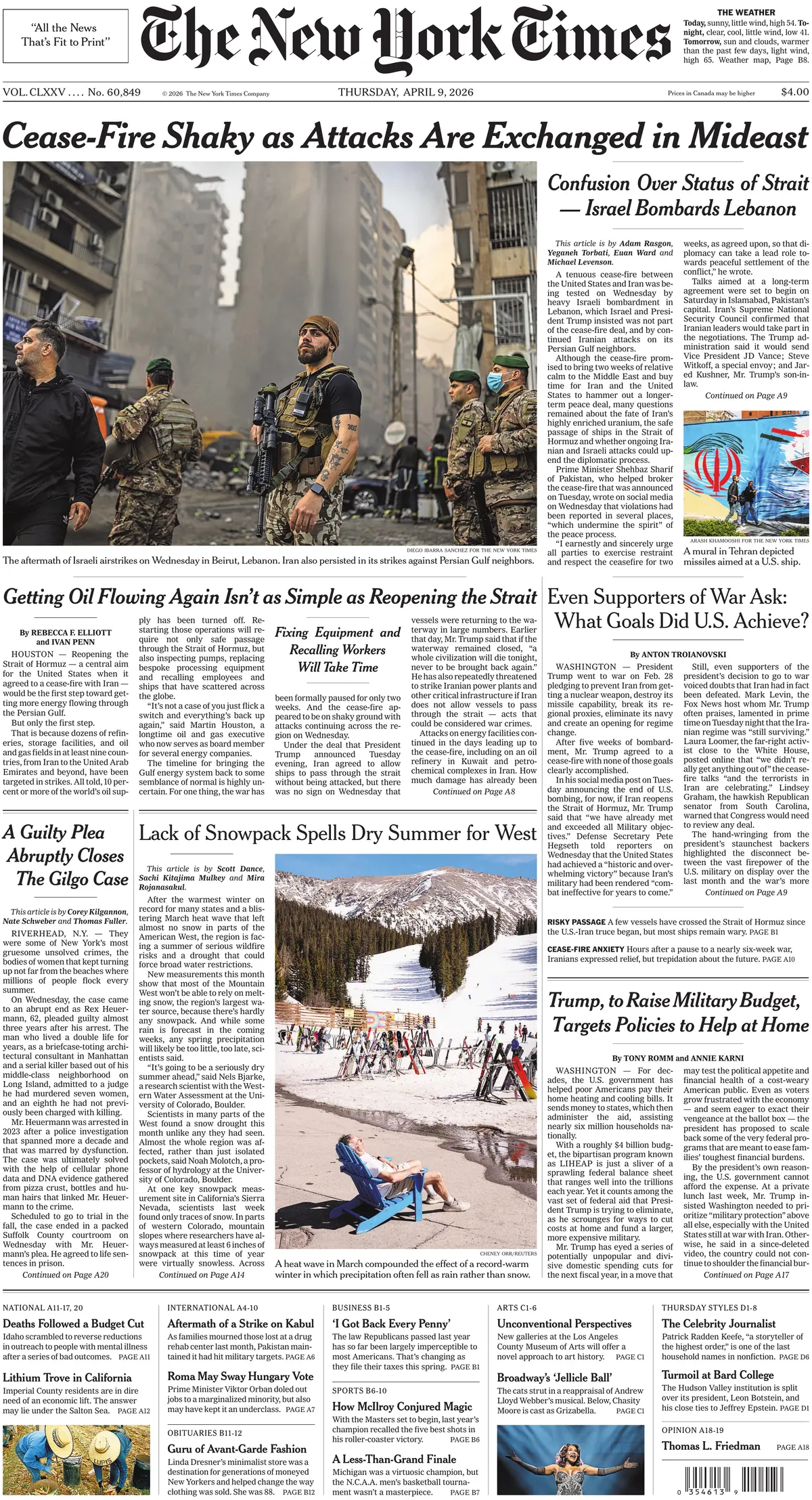 Cover The New York Times 09/04/2026