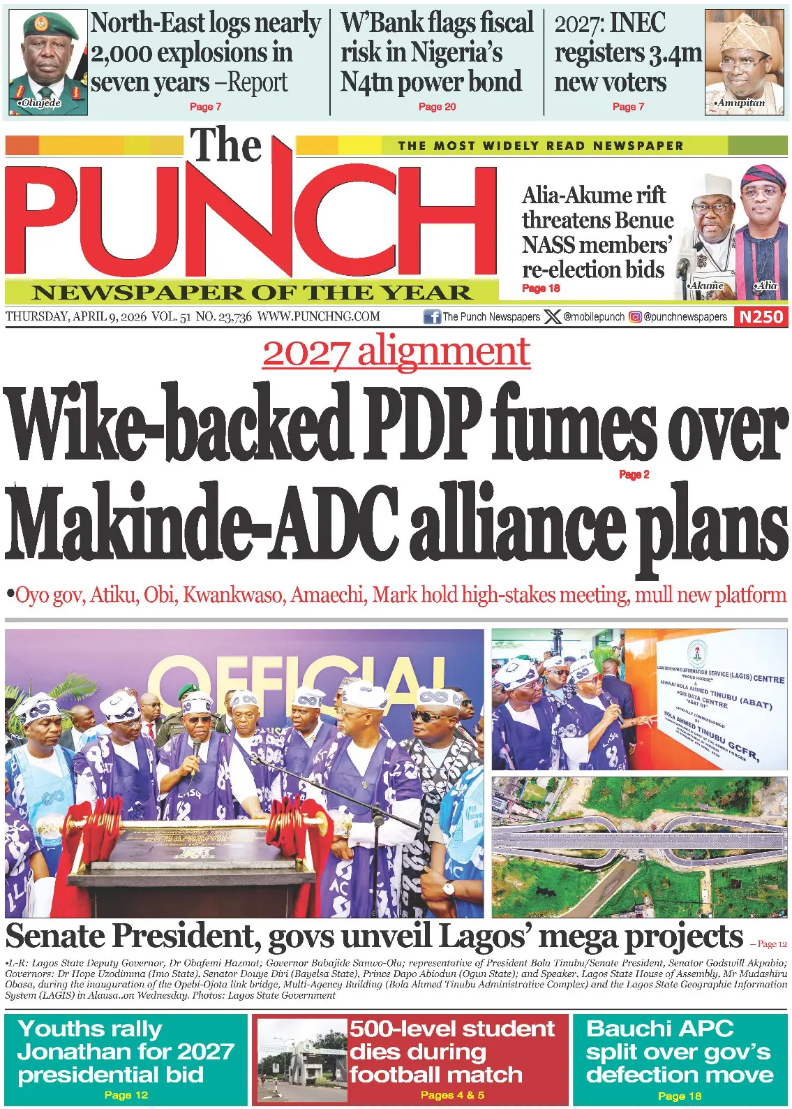 Front Page The Punch 09/04/2026