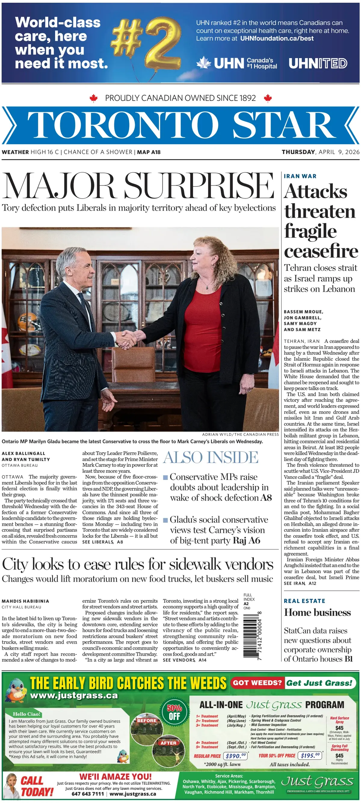 Front Page Toronto Star 09/04/2026