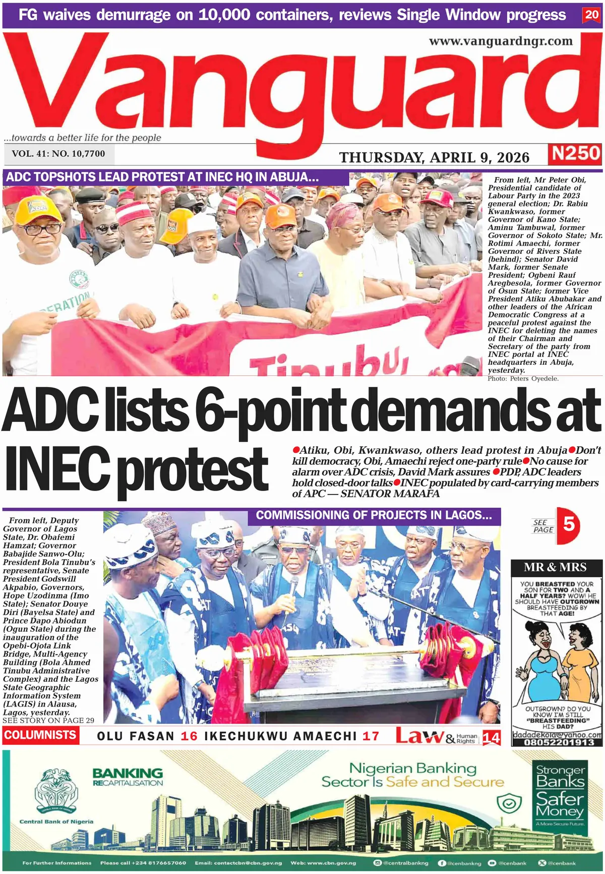 Front Page Vanguard 09/04/2026