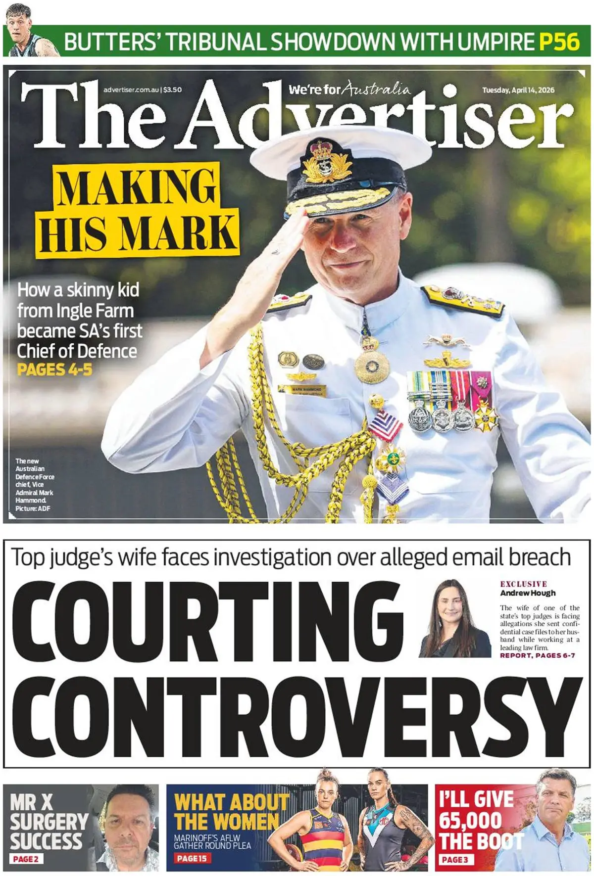 Front Page The Advertiser 14/04/2026