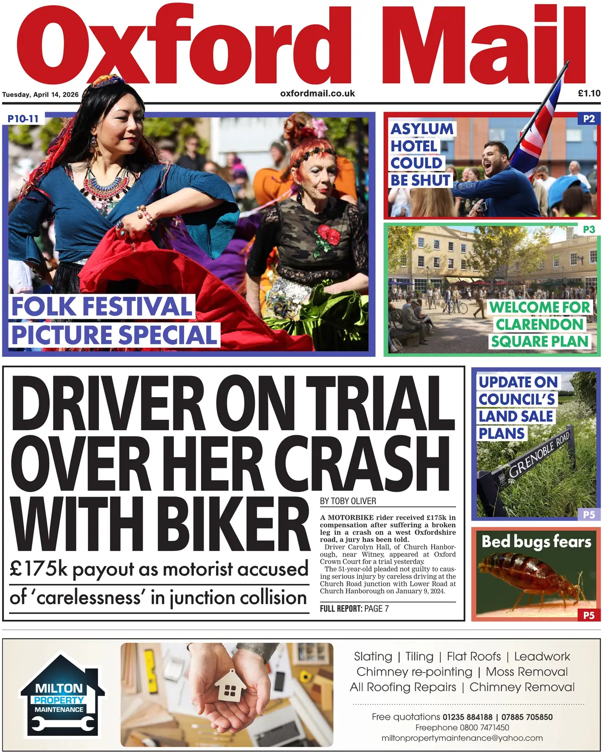 Front Page Oxford Mail 14/04/2026