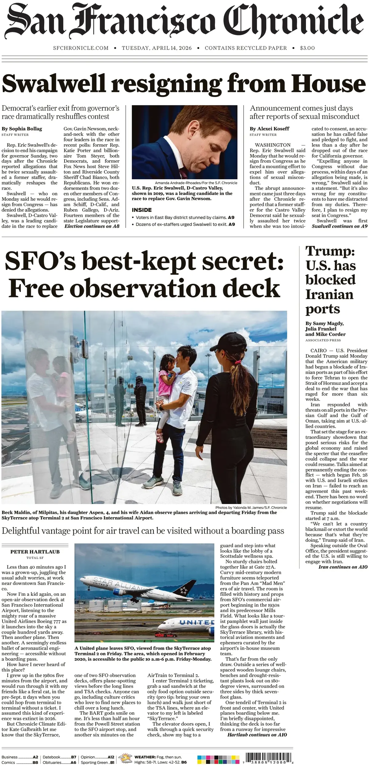 Cover San Francisco Chronicle 14/04/2026