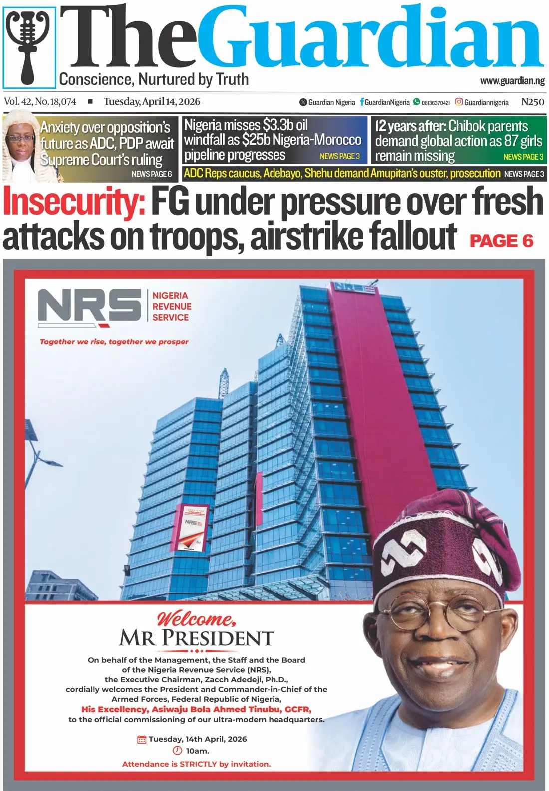 Front Page The Guardia (Nigeria) 14/04/2026