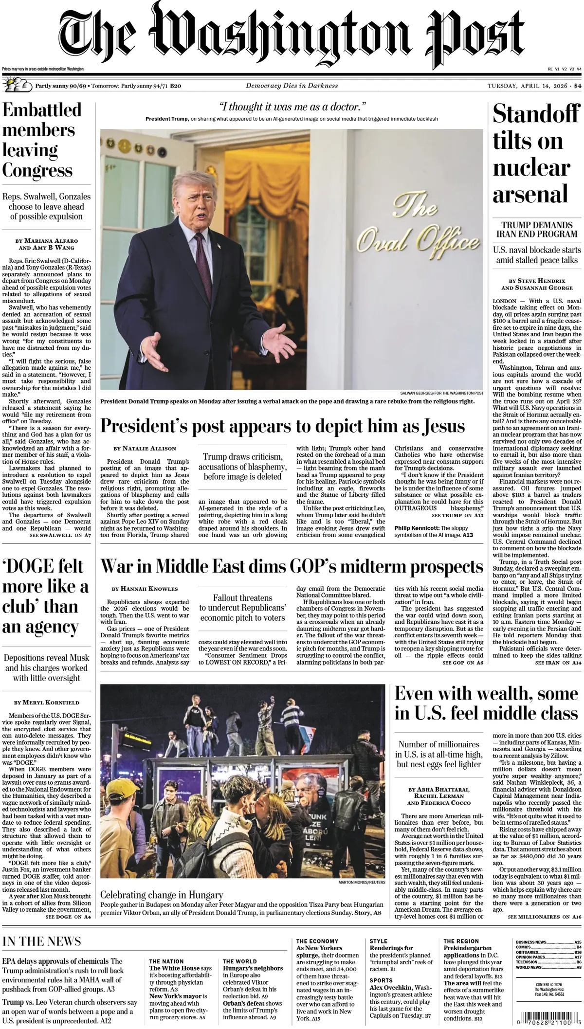 Cover The Washington Post 14/04/2026