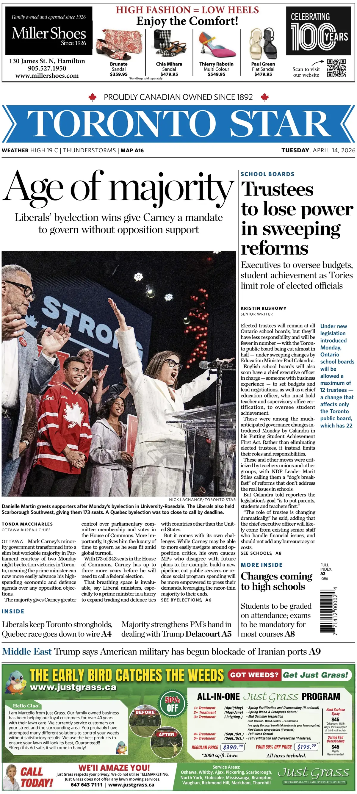 Front Page Toronto Star 14/04/2026