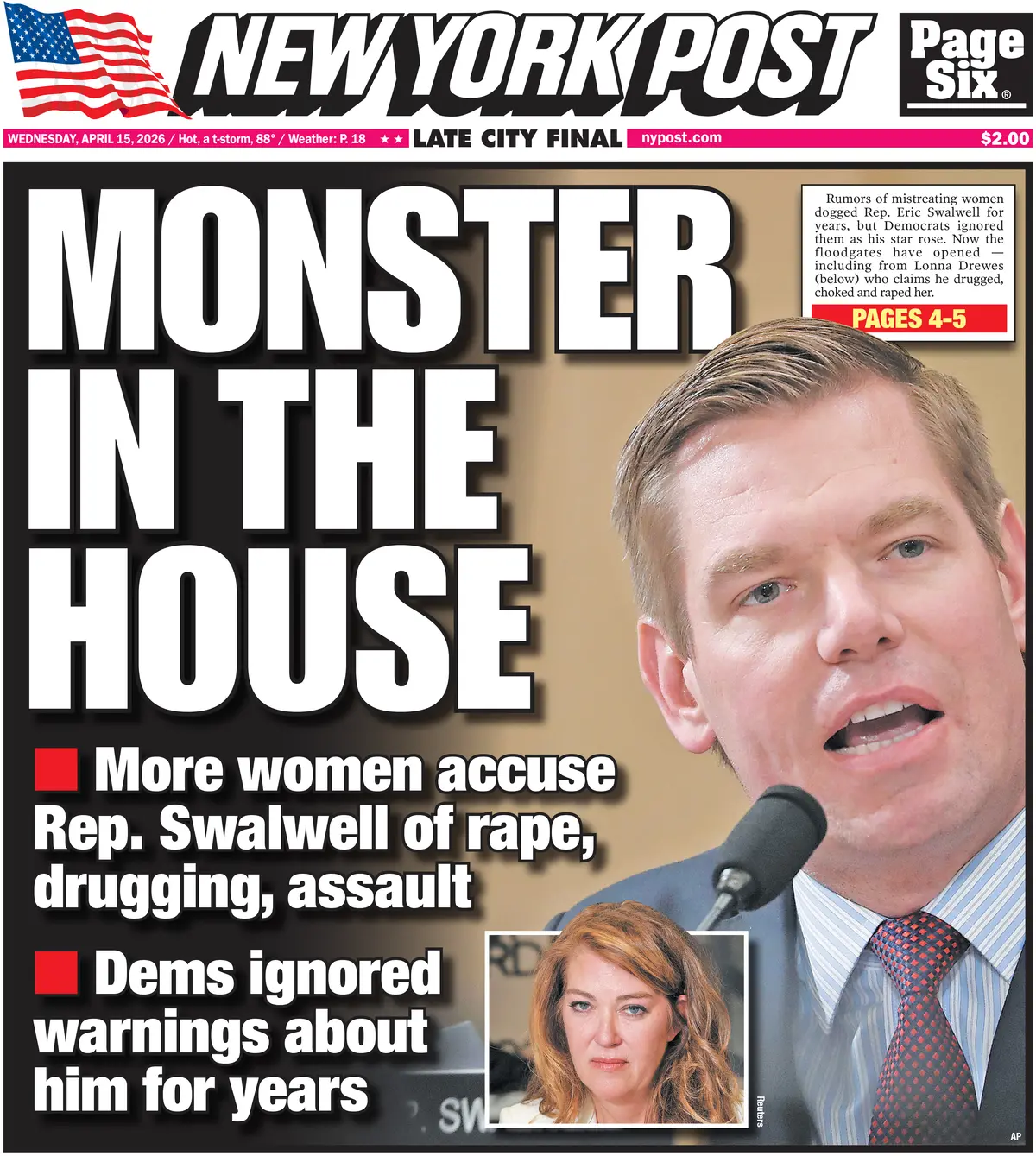Cover New York Post 15/04/2026