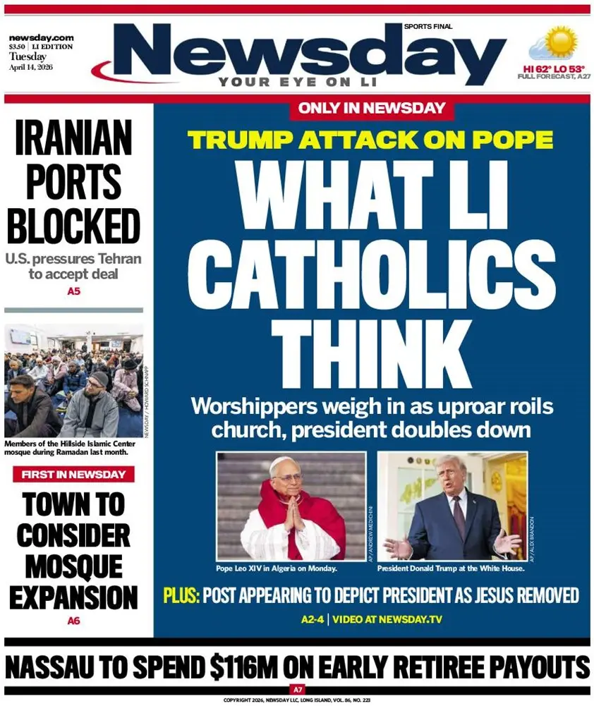 Cover Newsday 15/04/2026