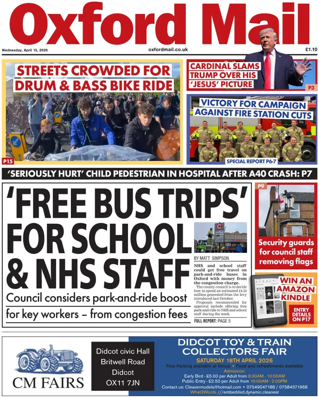 Front Page Oxford Mail 15/04/2026