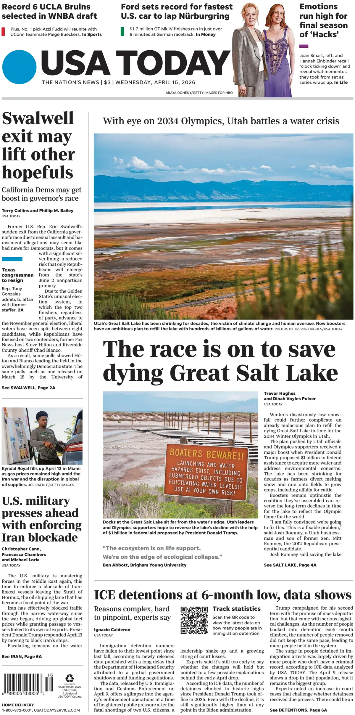 Cover USA Today 15/04/2026