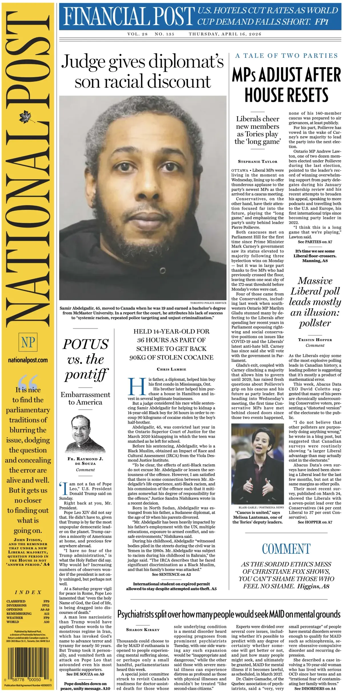 Front Page National Post | The Post 16/04/2026