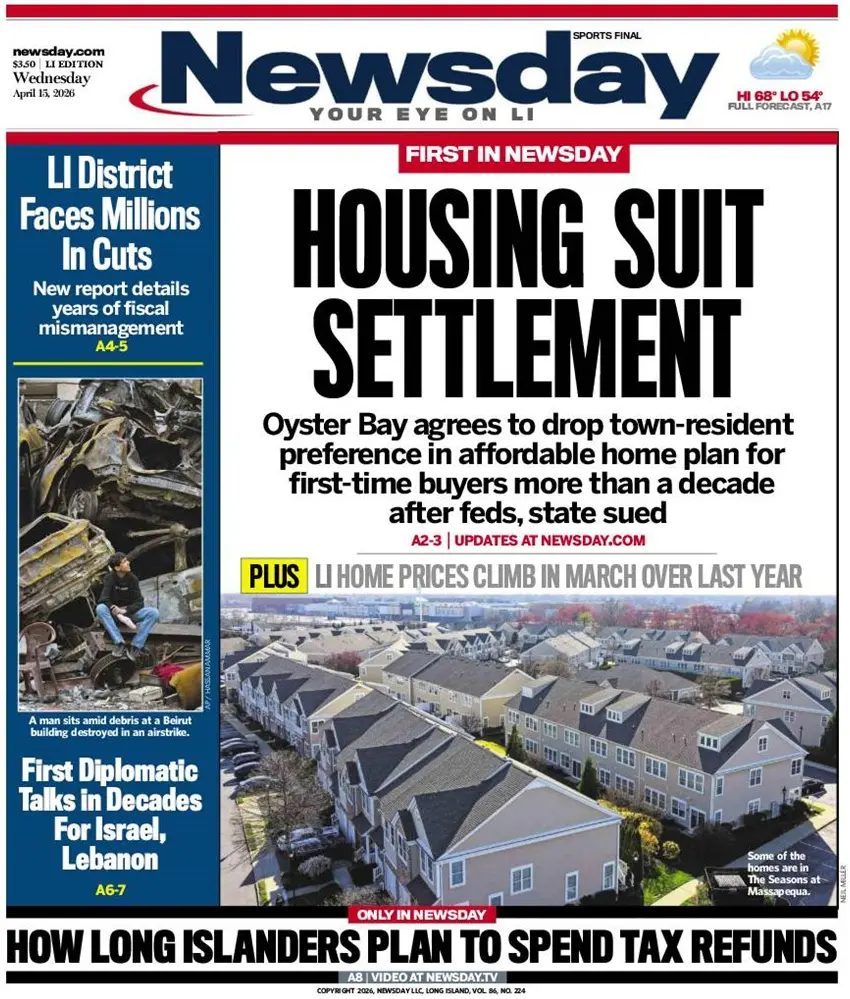 Cover Newsday 16/04/2026