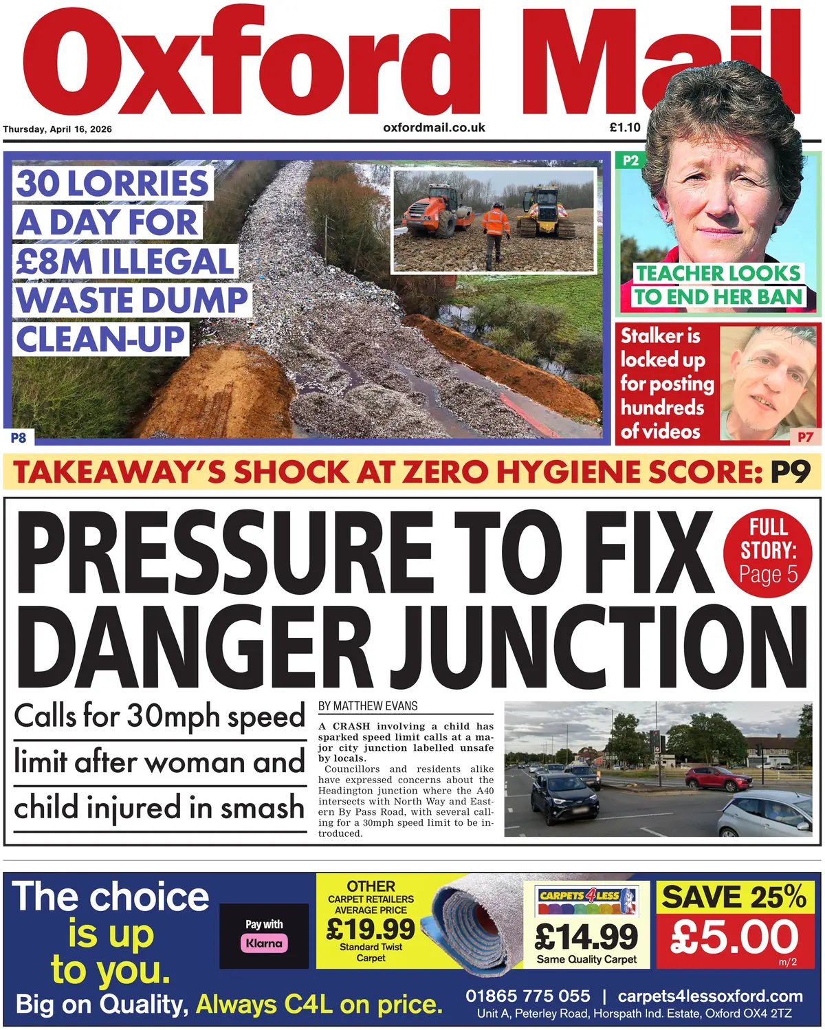 Front Page Oxford Mail 16/04/2026