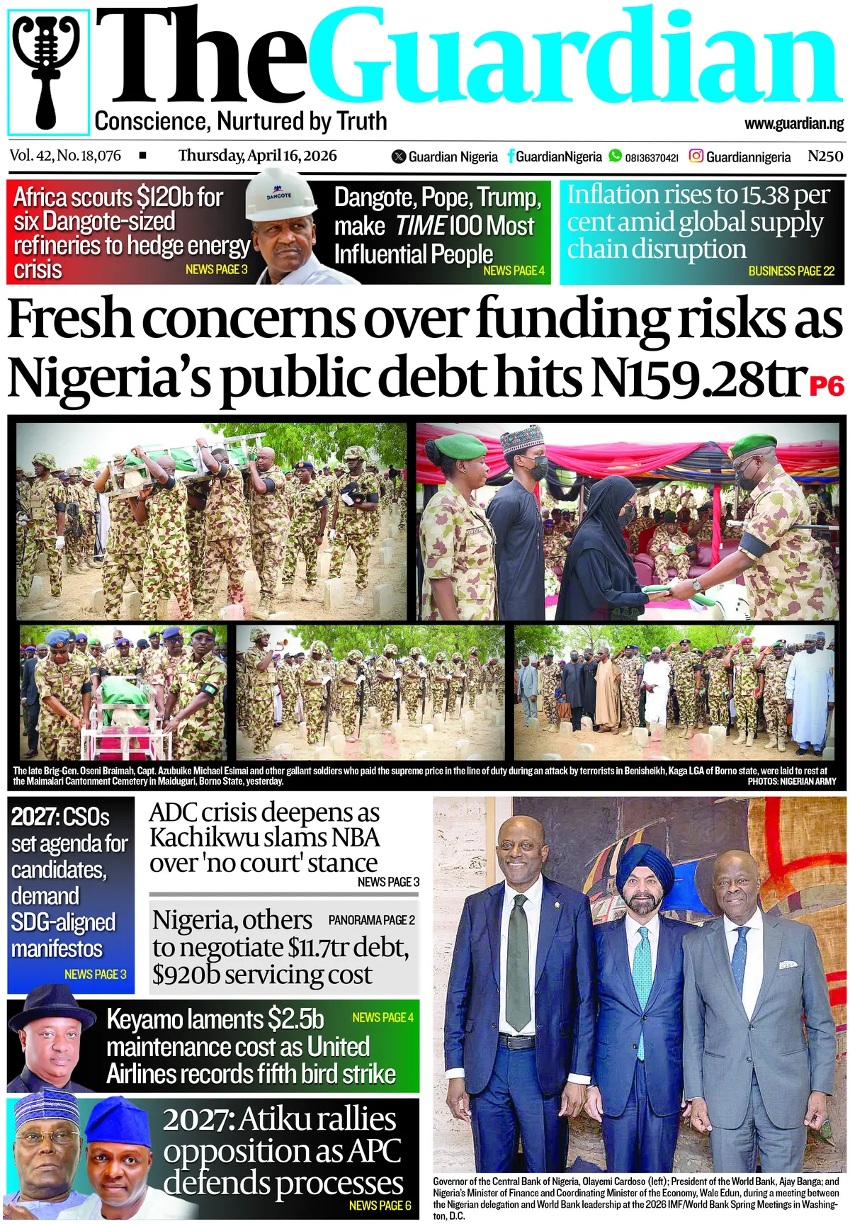 Front Page The Guardia (Nigeria) 16/04/2026