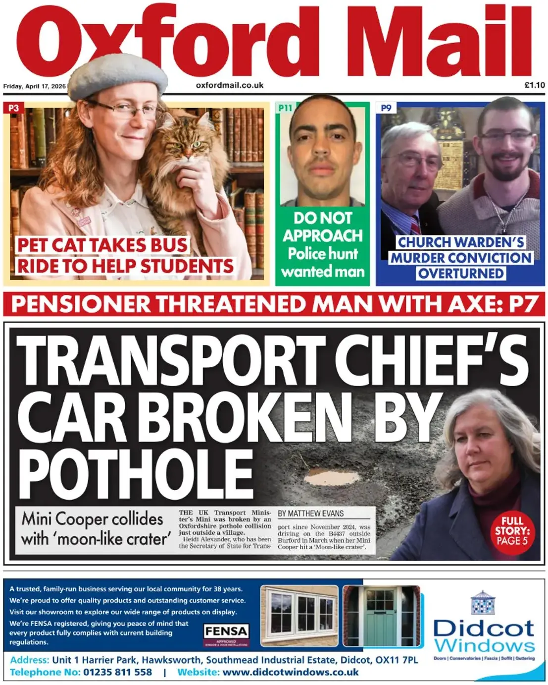 Front Page Oxford Mail 17/04/2026