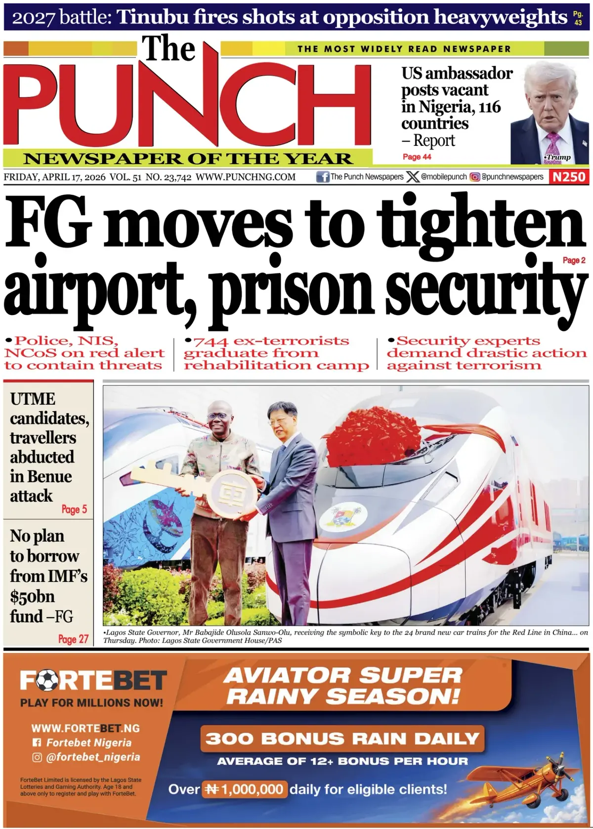 Front Page The Punch 17/04/2026