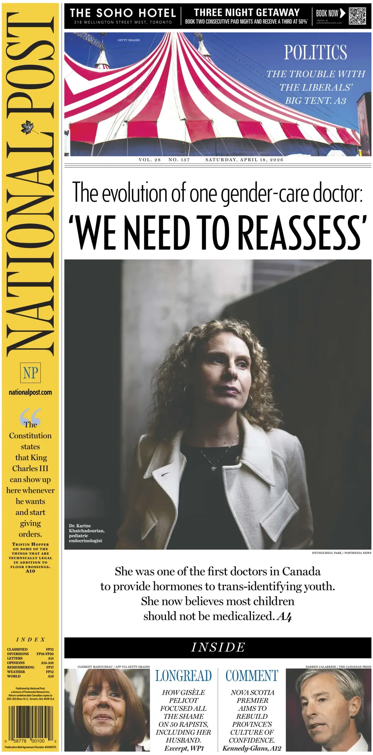 Front Page National Post | The Post 18/04/2026